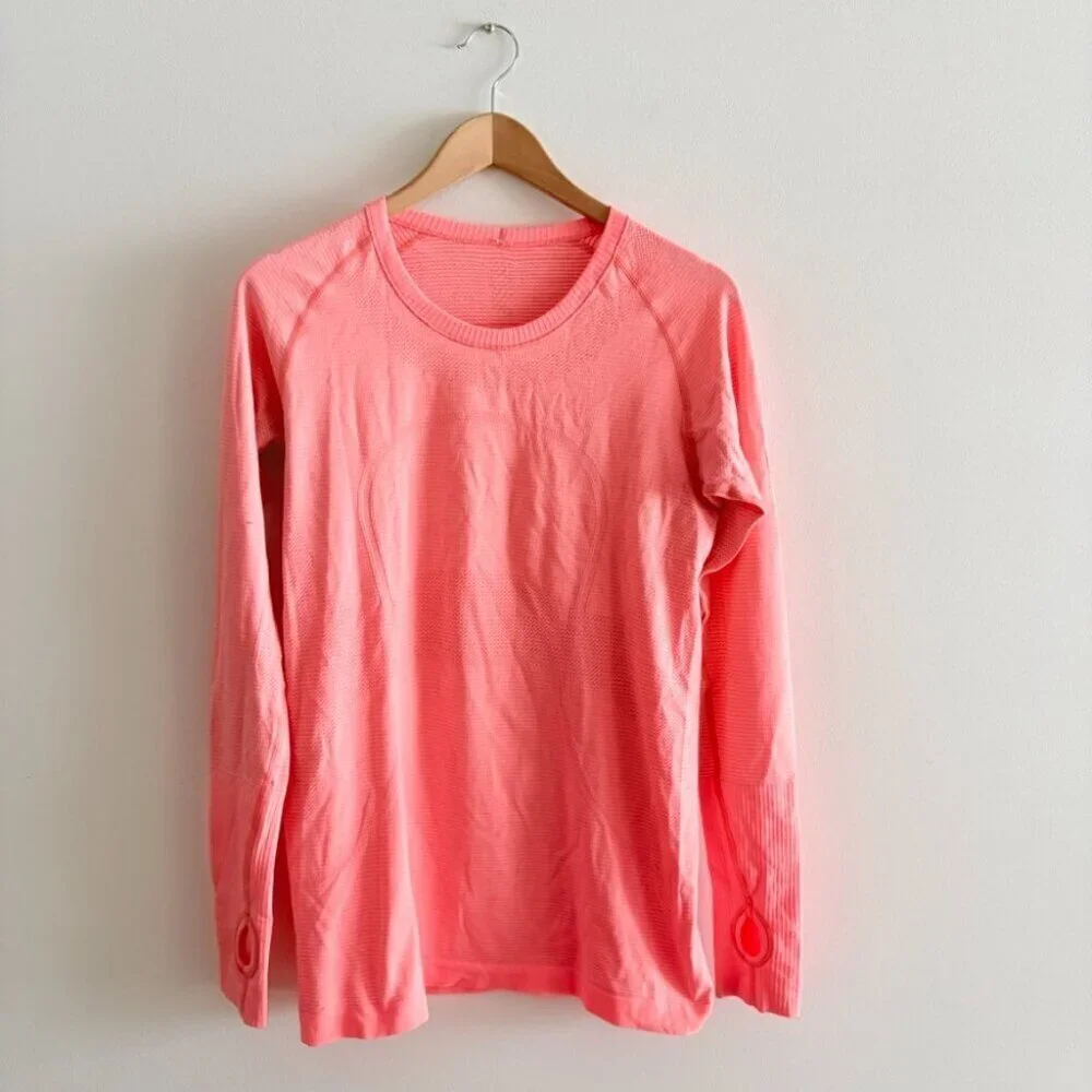 Lululemon Swiftly Tech Long Sleeve Crew Heathered Very Light Flare Size 10